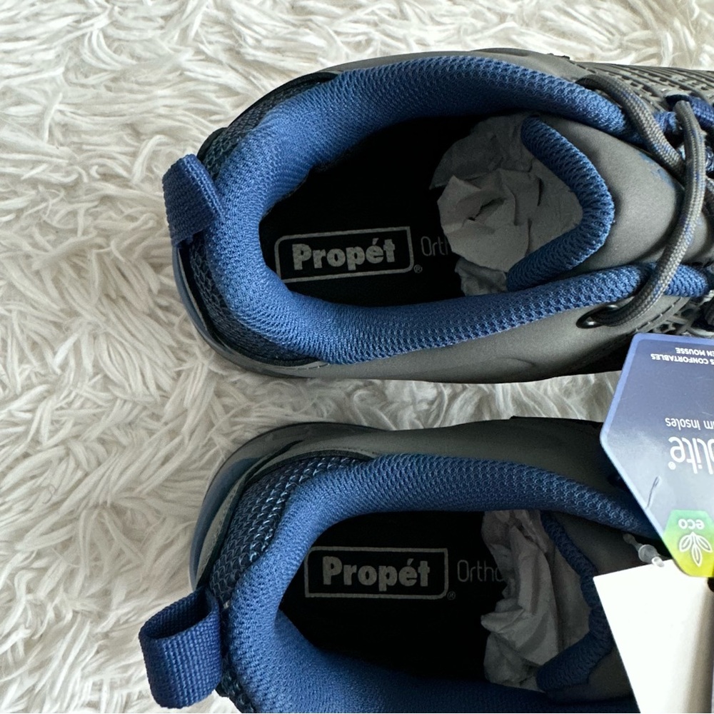 Propet Mens Vestrio Sneakers Gray Blue New In Box Size 8 Extra Extra Wide - Picture 7 of 10